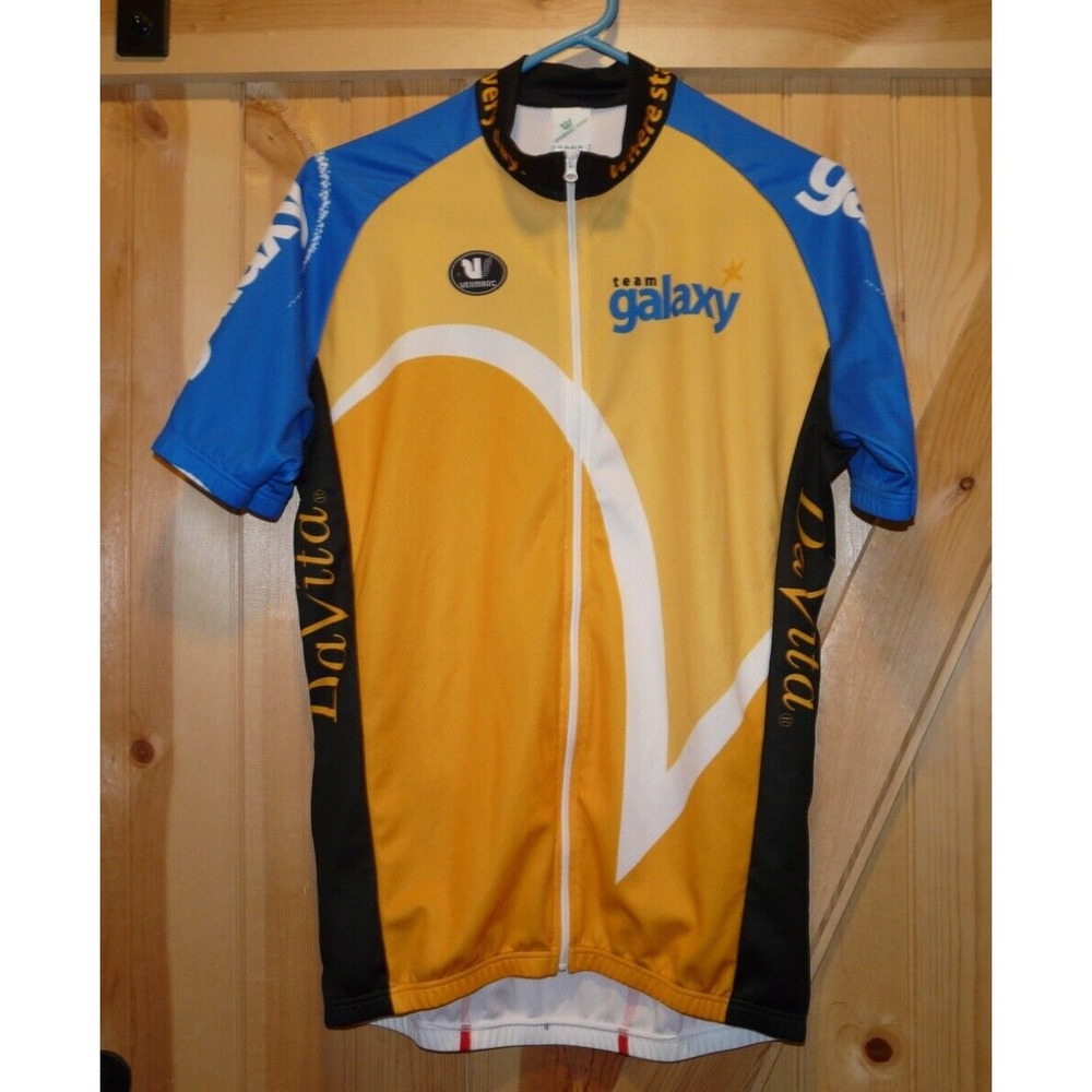 Vermarc Team Galaxy Cycling Jersey Mens XL Yellow Blue Italy TVX Sportswear NWT - Picture 2 of 12